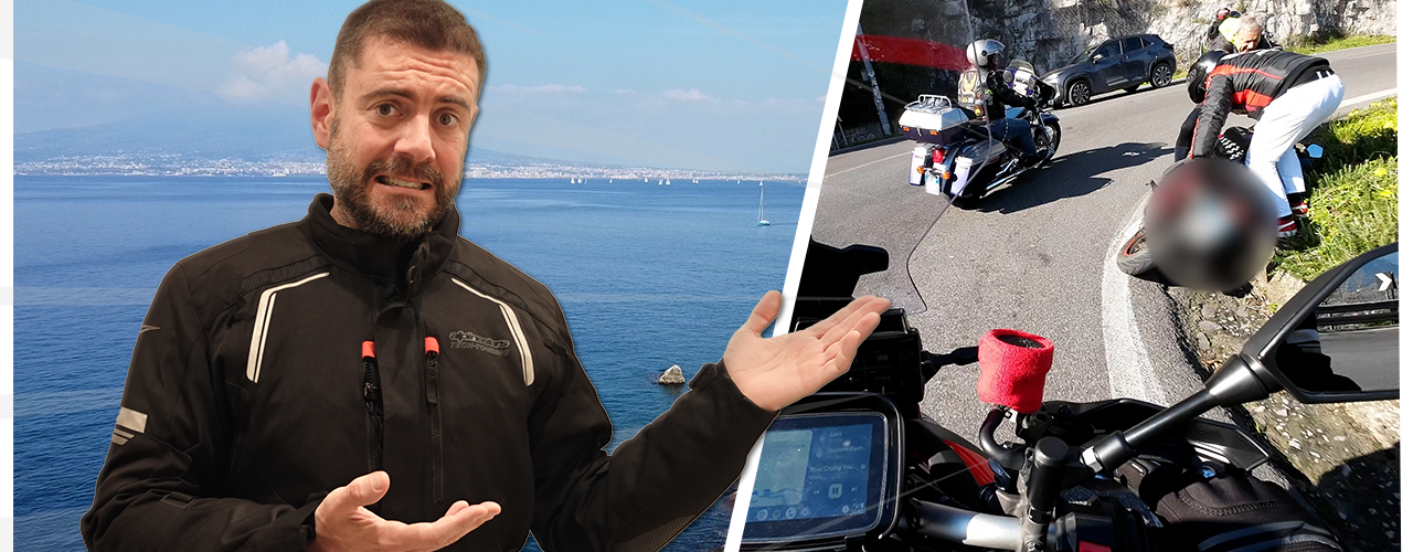 Raduno in Moto in Costiera Amalfitana TRK Italia, un Caffè tra Amici! Aiuto un motociclista dopo un incidente!